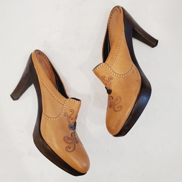 Isabella Fiore Mule Clogs Heels Brown Leather Made in Italy - Picture 3 of 8